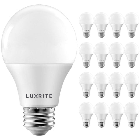 Luxrite A19 LED bulb with 800 lumens for bright soft white living room lighting