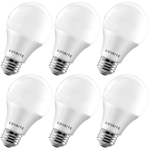 LUXRITE A19 LED bulb with 800 lumens for bright ambient lighting