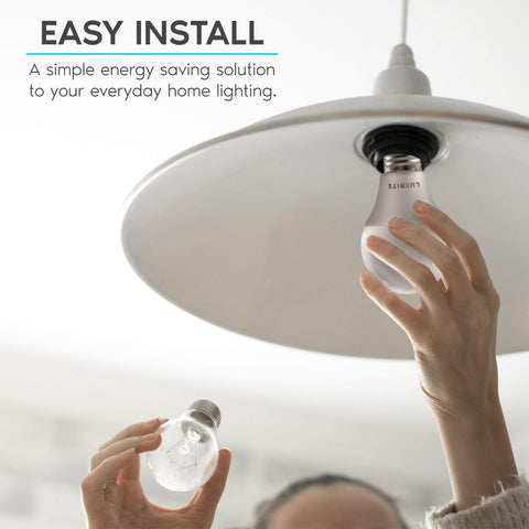 LUXRITE A19 LED bulb dimmable for ambiance and mood lighting.