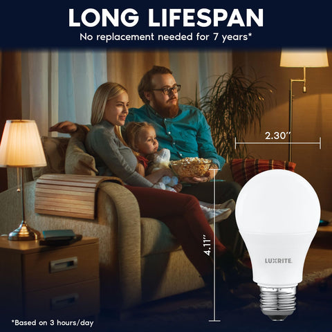 LUXRITE A19 LED bulb enclosed-fixture ready for snug fixtures