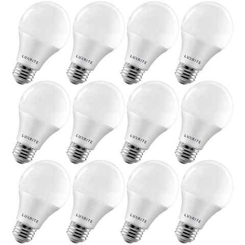 LUXRITE A19 LED bulb in a lamp provides bright task lighting.