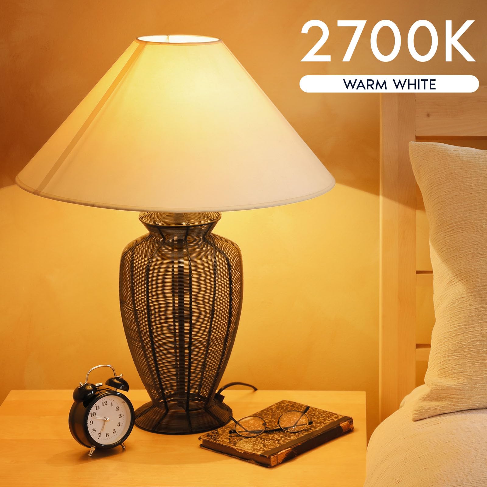 LUXRITE A19 LED bulb warm white 2700K detail highlighting cozy glow