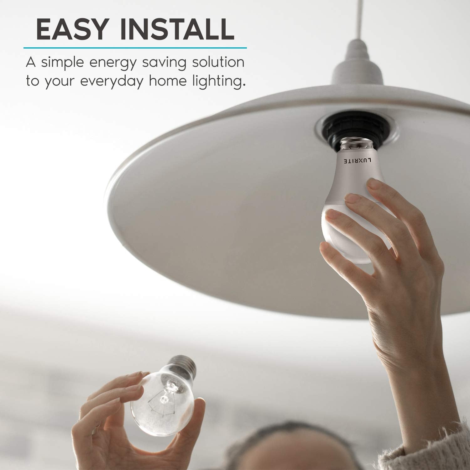 LUXRITE A19 saves energy, reducing consumption compared to traditional bulbs.
