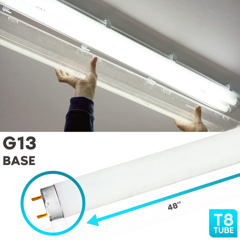 Luxrite F32T8 48in bulb packaging 6-pack for convenient replacements.