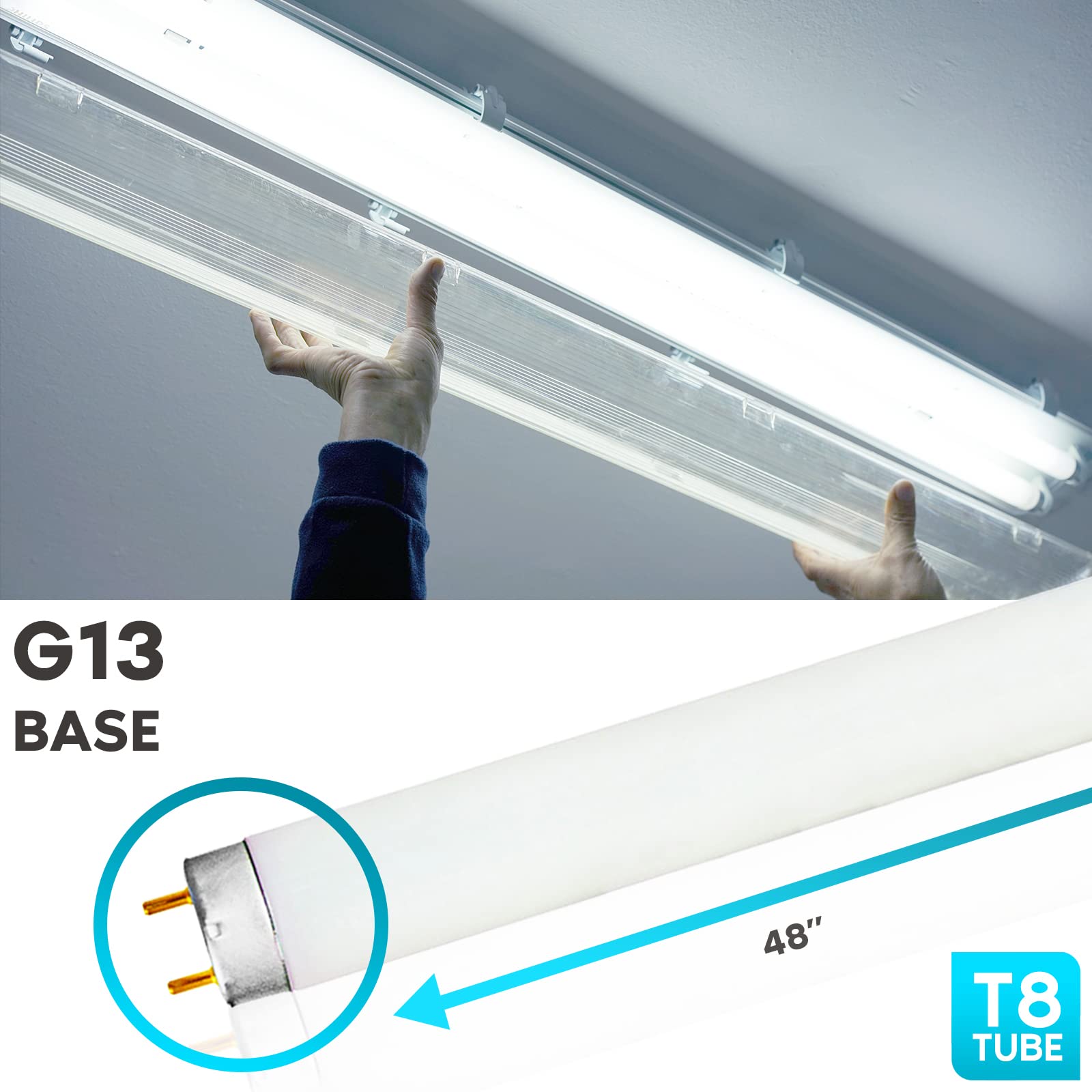LUXRITE F32T8/865 48-inch daylight tube for workspaces.