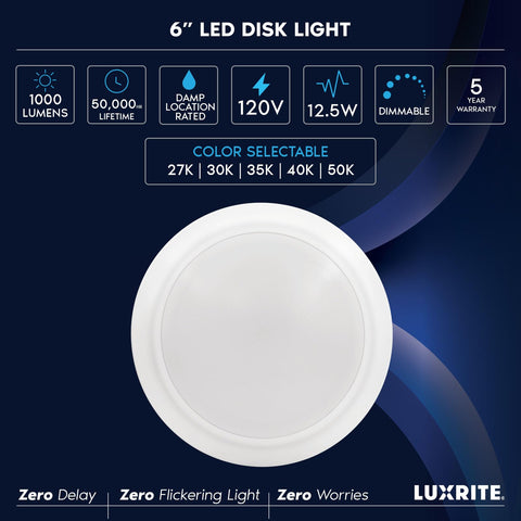 Luxrite disk light delivers up to 1000 lumens for bright rooms