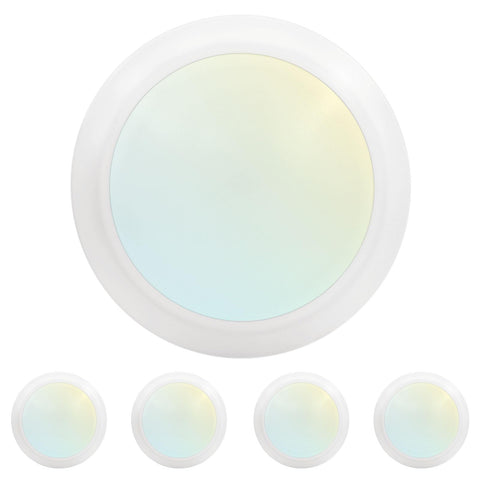 Luxrite LED disk light 6in closeup shows slim flush-mount design for ceilings