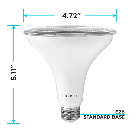 LUXRITE PAR38 3000K soft white bulb creates warm ambience indoors.