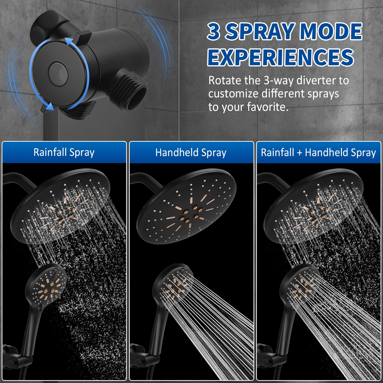 Luxsego handheld spray wand in 7 modes for personalized showers