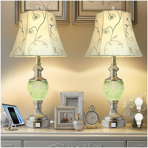 LuxSight Bedside Lamp Set 2 base, sturdy 27-inch silhouette for secure bedside placement