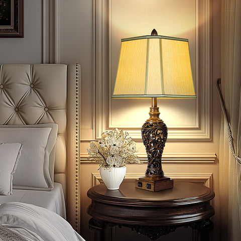 LuxSight bedside-to-living room setup with dark bronze finish.