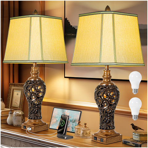 LuxSight Collection 32-inch tall lamp pair for elegant living room ambiance