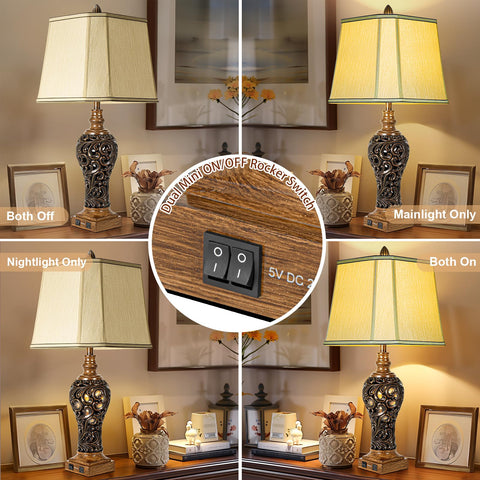LuxSight bedside lamp with night light for gentle overnight illumination