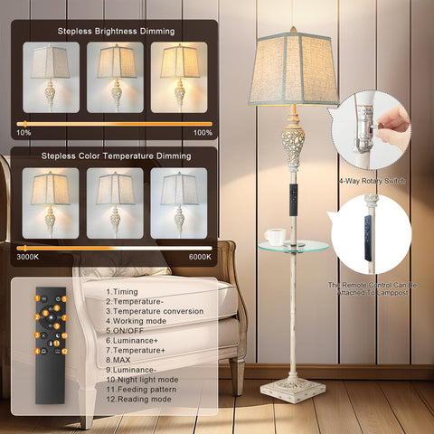 LuxSight Collection floor lamp with remote control for easy brightness adjustments.