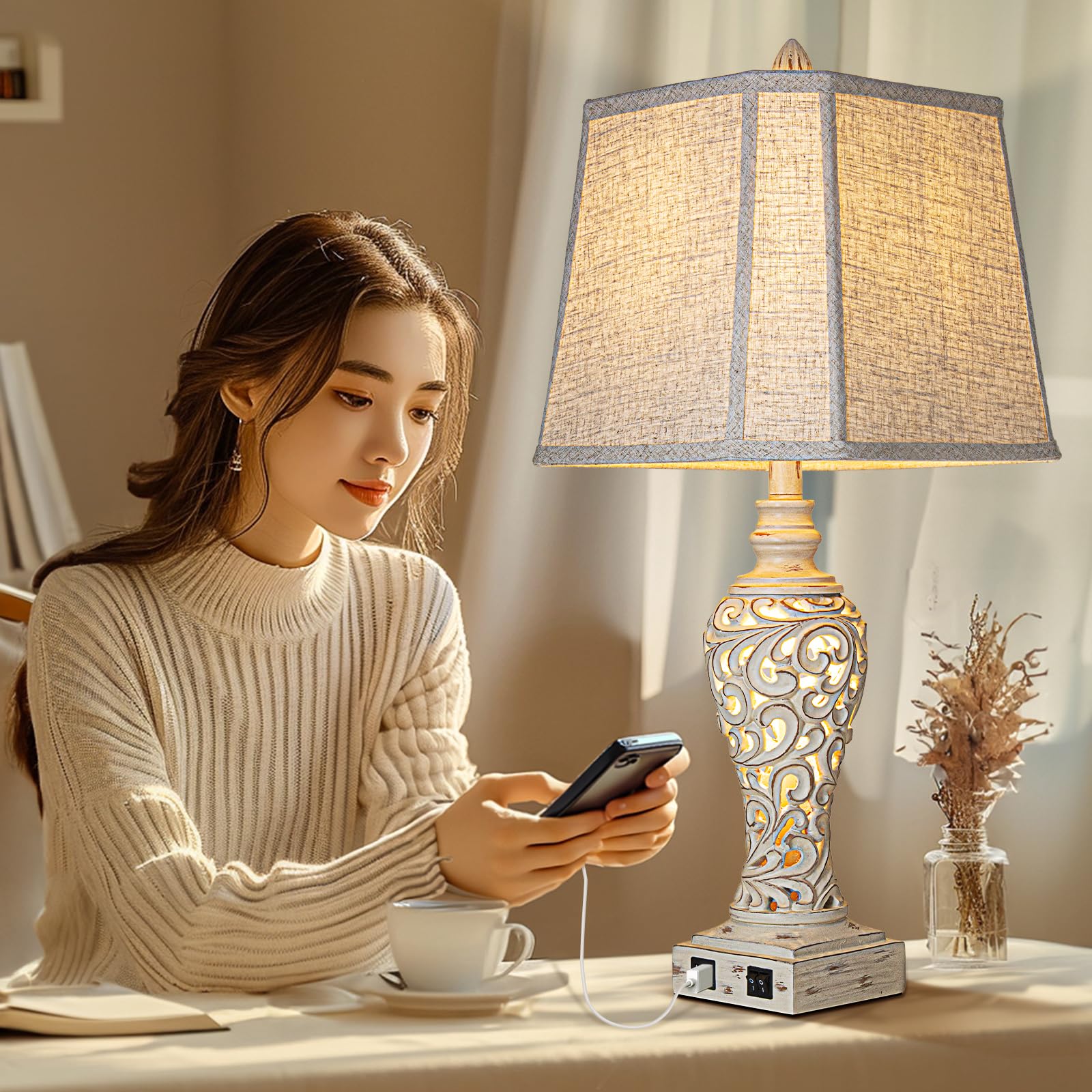 LuxSight lamps feature independent switches and a subtle night light.