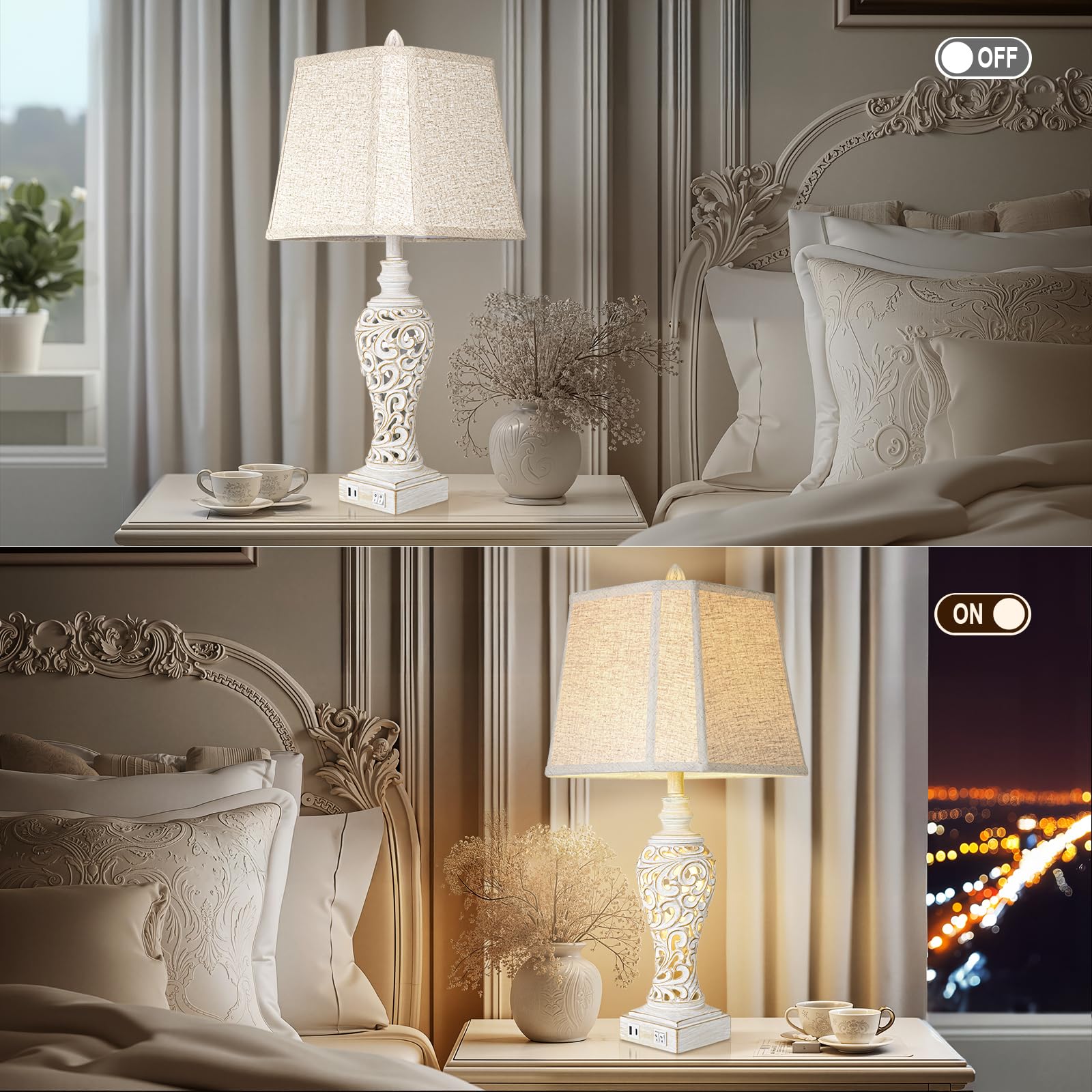 LuxSight two-piece lamp set adds symmetry to bedroom and living spaces.