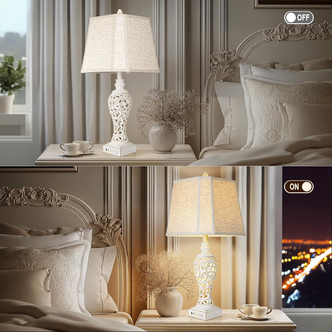 LuxSight two-piece lamp set adds symmetry to bedroom and living spaces.