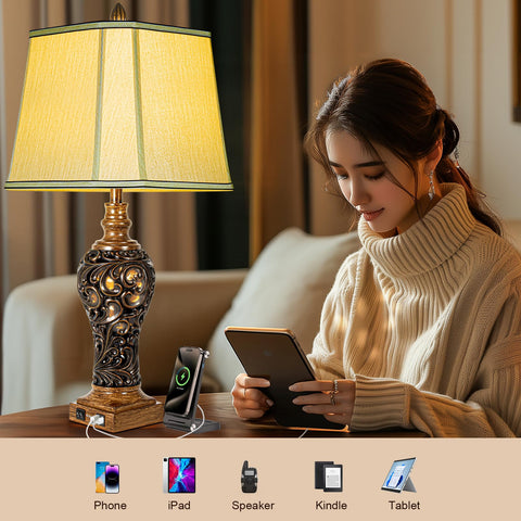 LuxSight lamp with USB ports to charge devices conveniently