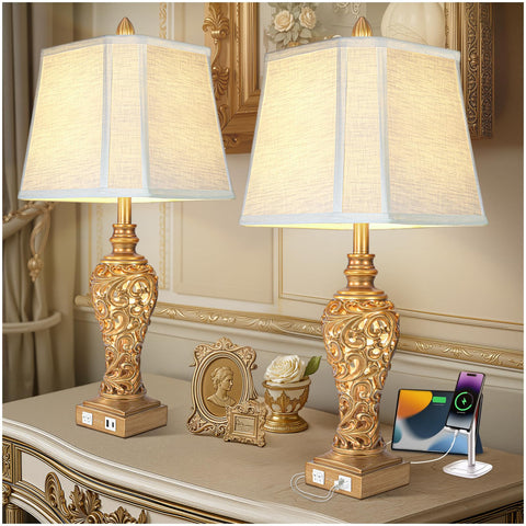 LuxSight Collection vintage table lamps base focus, enhances bedside ambiance with tall presence.