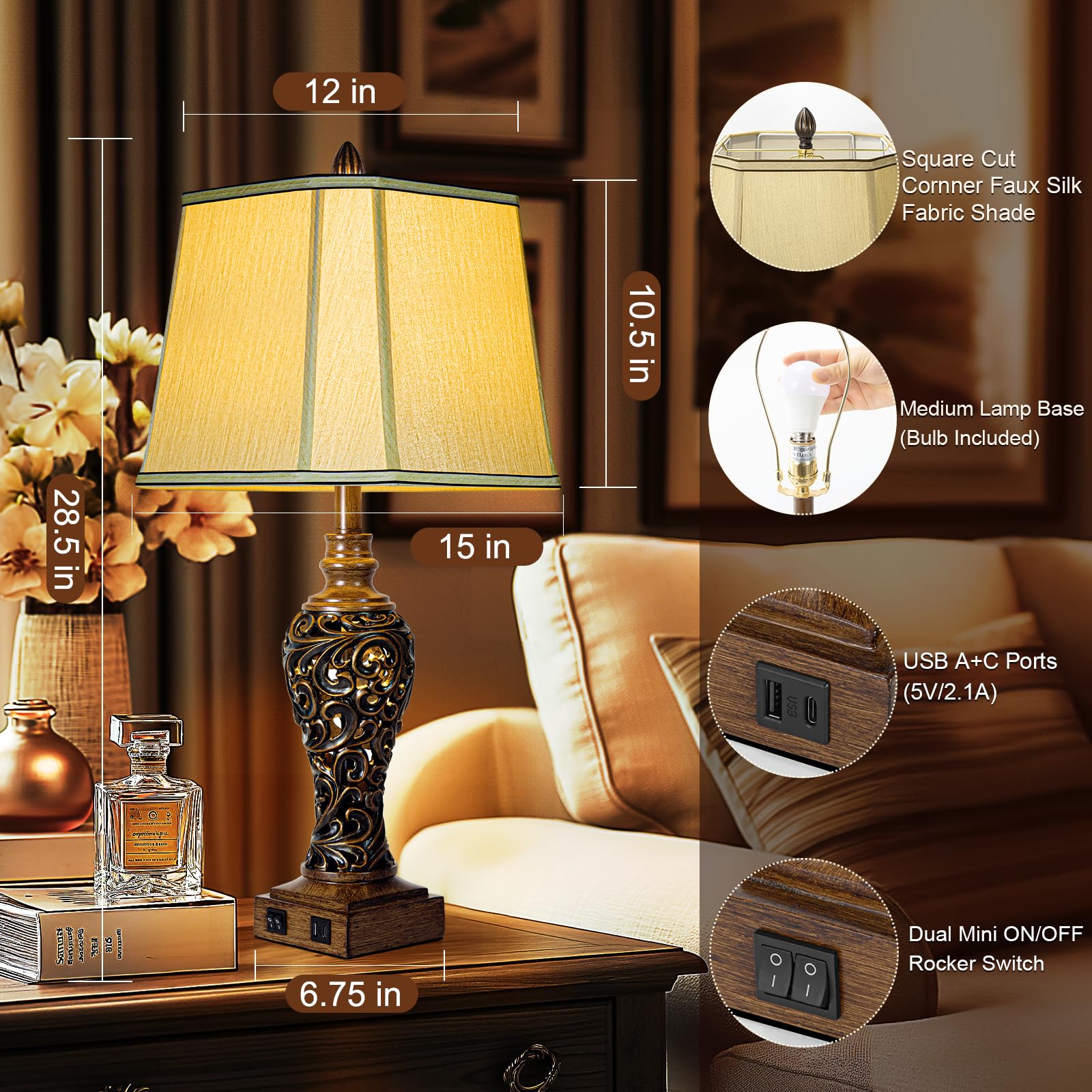 LuxSight faux silk shade close-up showing elegant texture and soft glow.