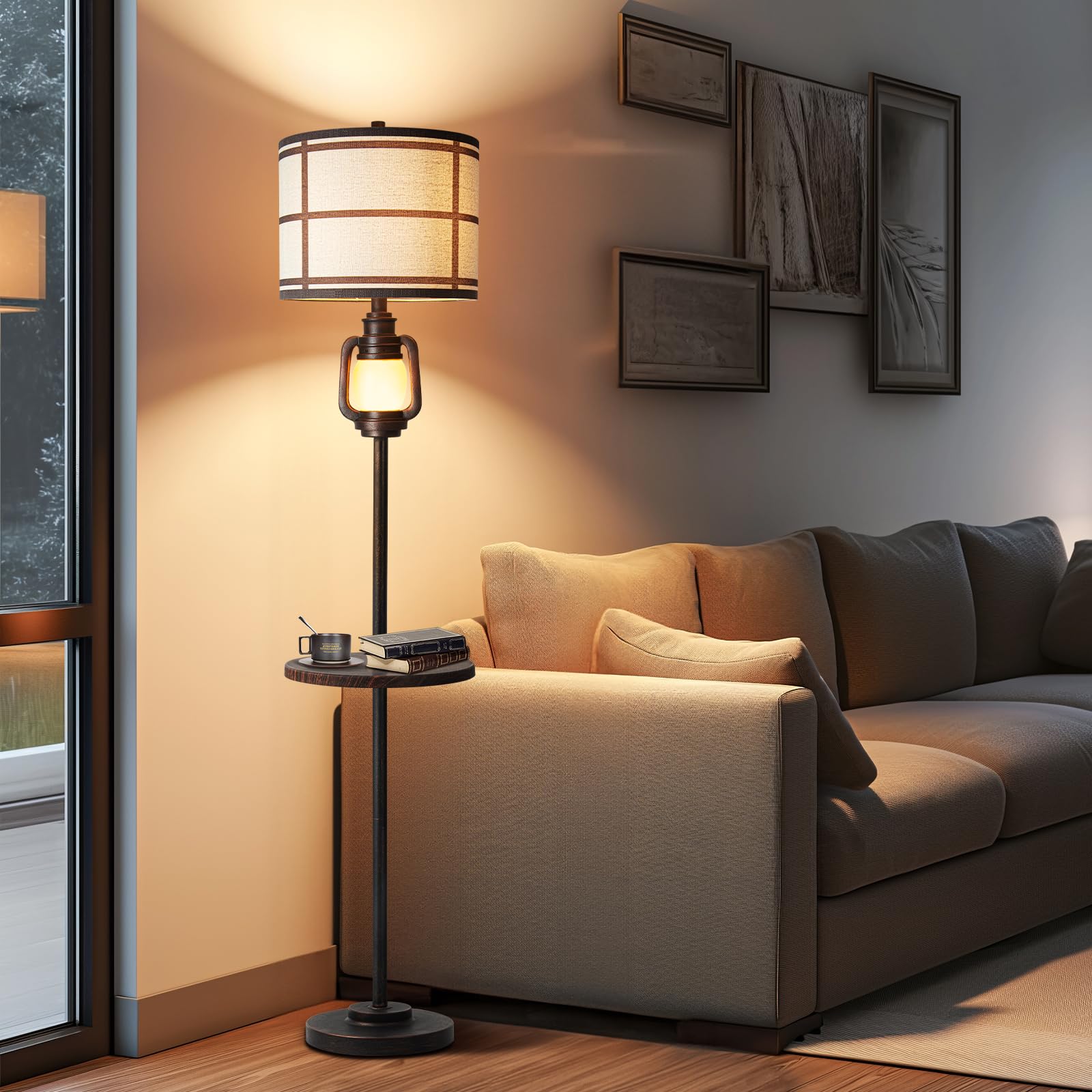 LuxSight Rustic Farmhouse night light glow adding gentle warmth to evenings.