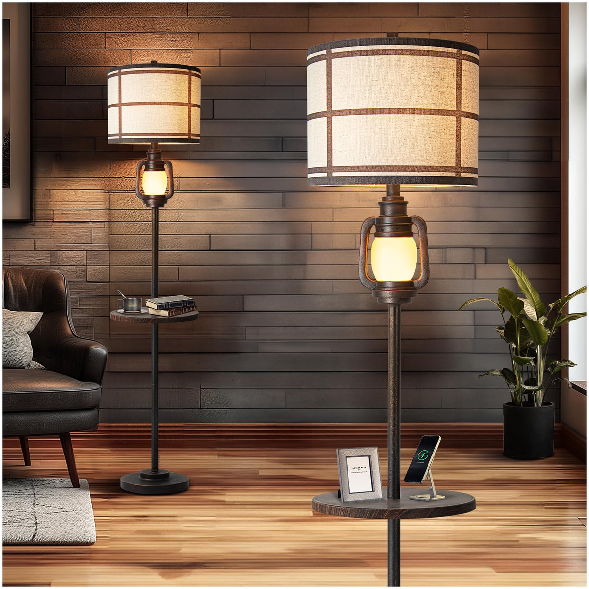 LuxSight Rustic Farmhouse lamp shade close-up with linen fabric for warm living room ambiance.