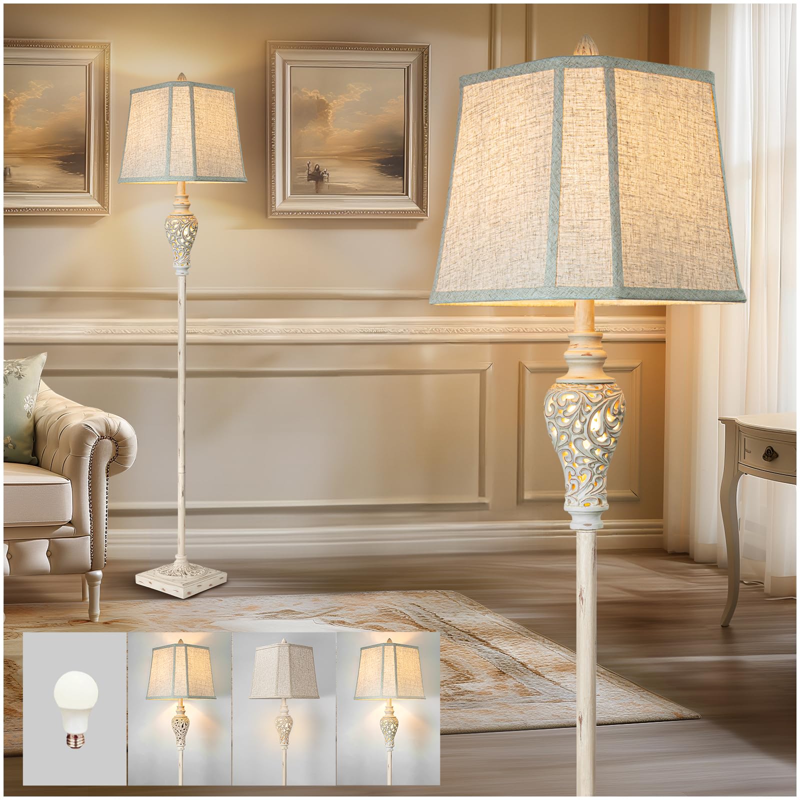 LuxSight Collection rustic floor lamp body shows warm silhouette for living spaces