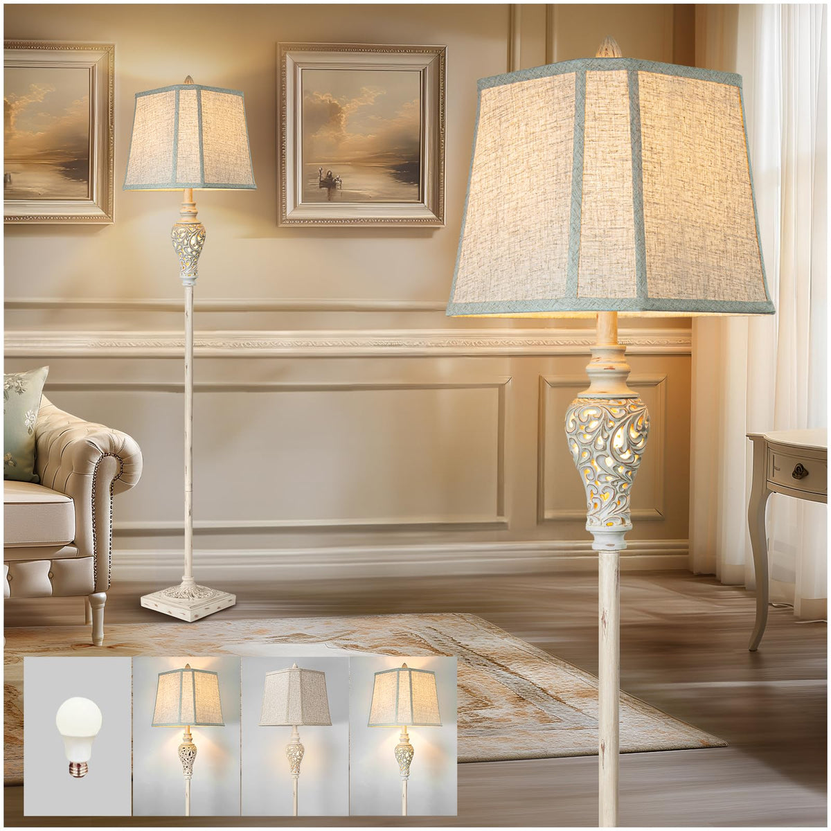LuxSight Collection rustic floor lamp body shows warm silhouette for living spaces
