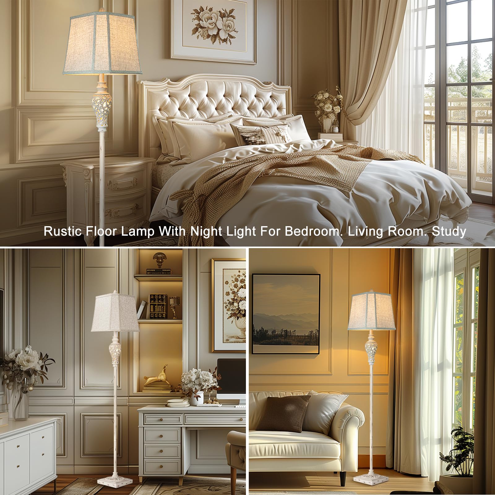 LuxSight 65-inch floor lamp placed in a cozy living room setup