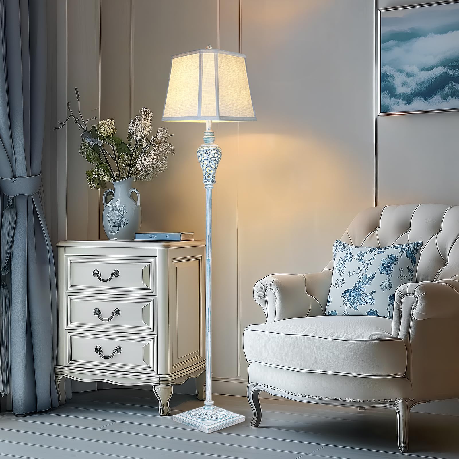 LuxSight Collection floor lamp in room setup adds warm ambiance
