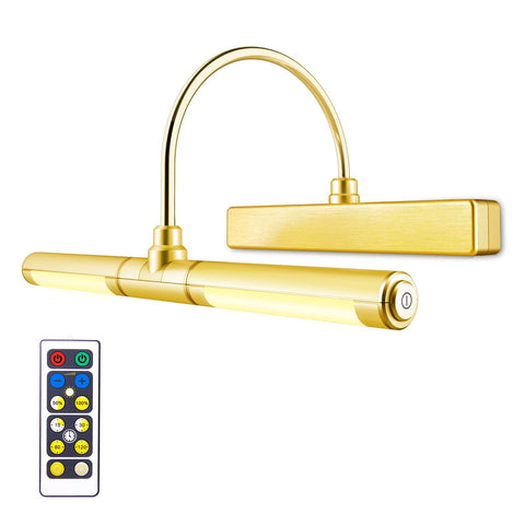 LUXSWAY wireless picture light with remote control illuminating artwork.
