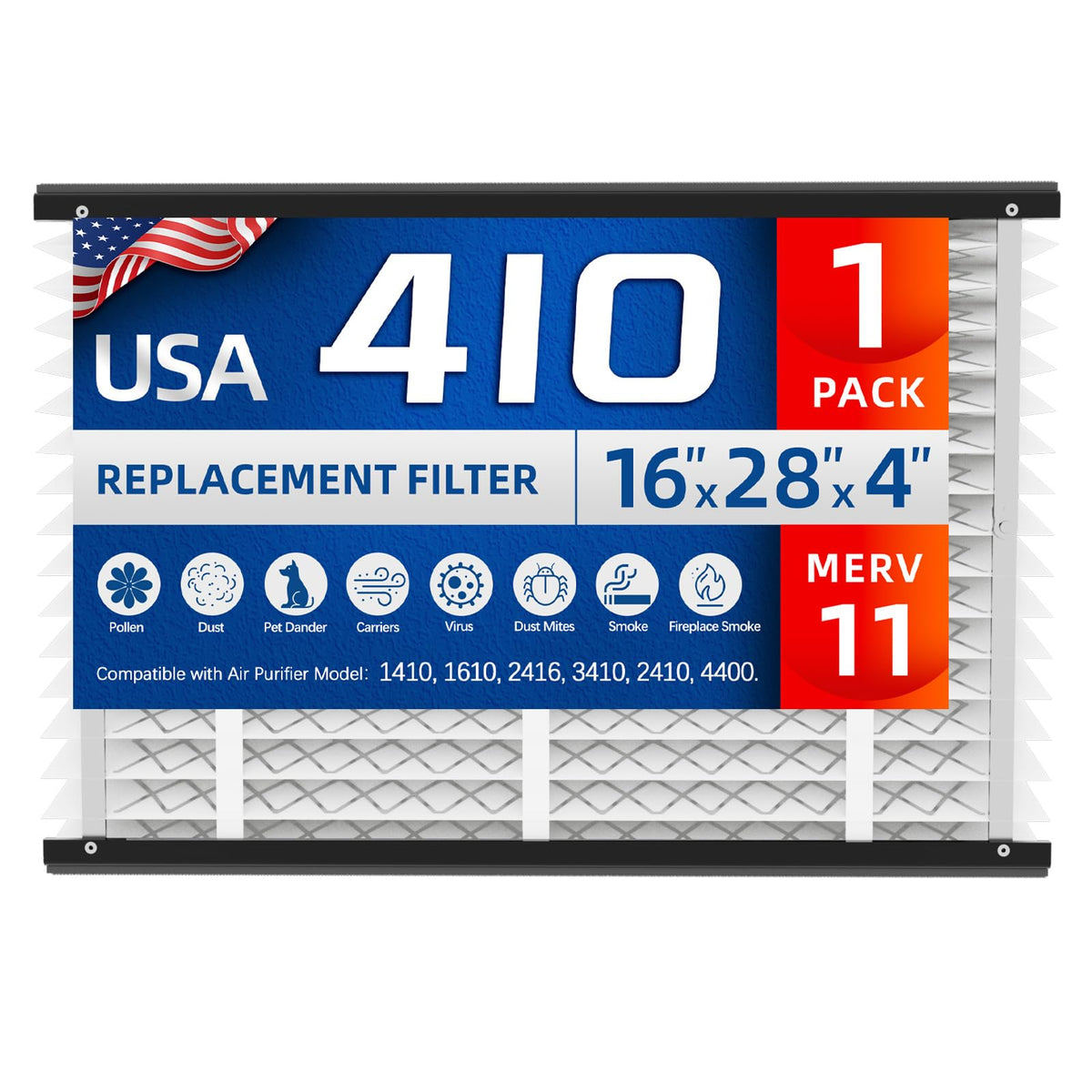 Luxunik 410 replacement filter unfolded in furnace for easy installation and improved airflow.