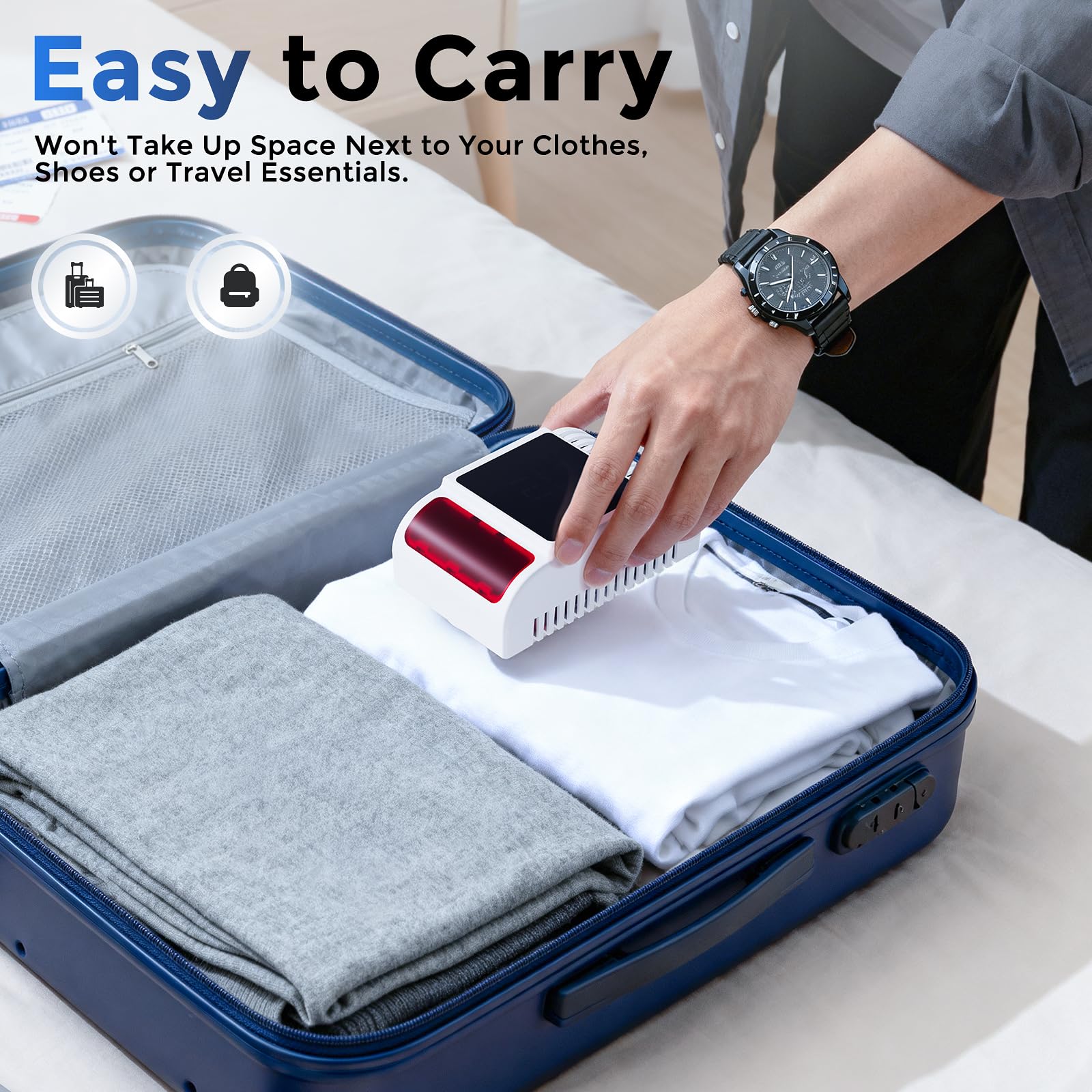 Luxy Sonic compact design fits anywhere for portable home safety.