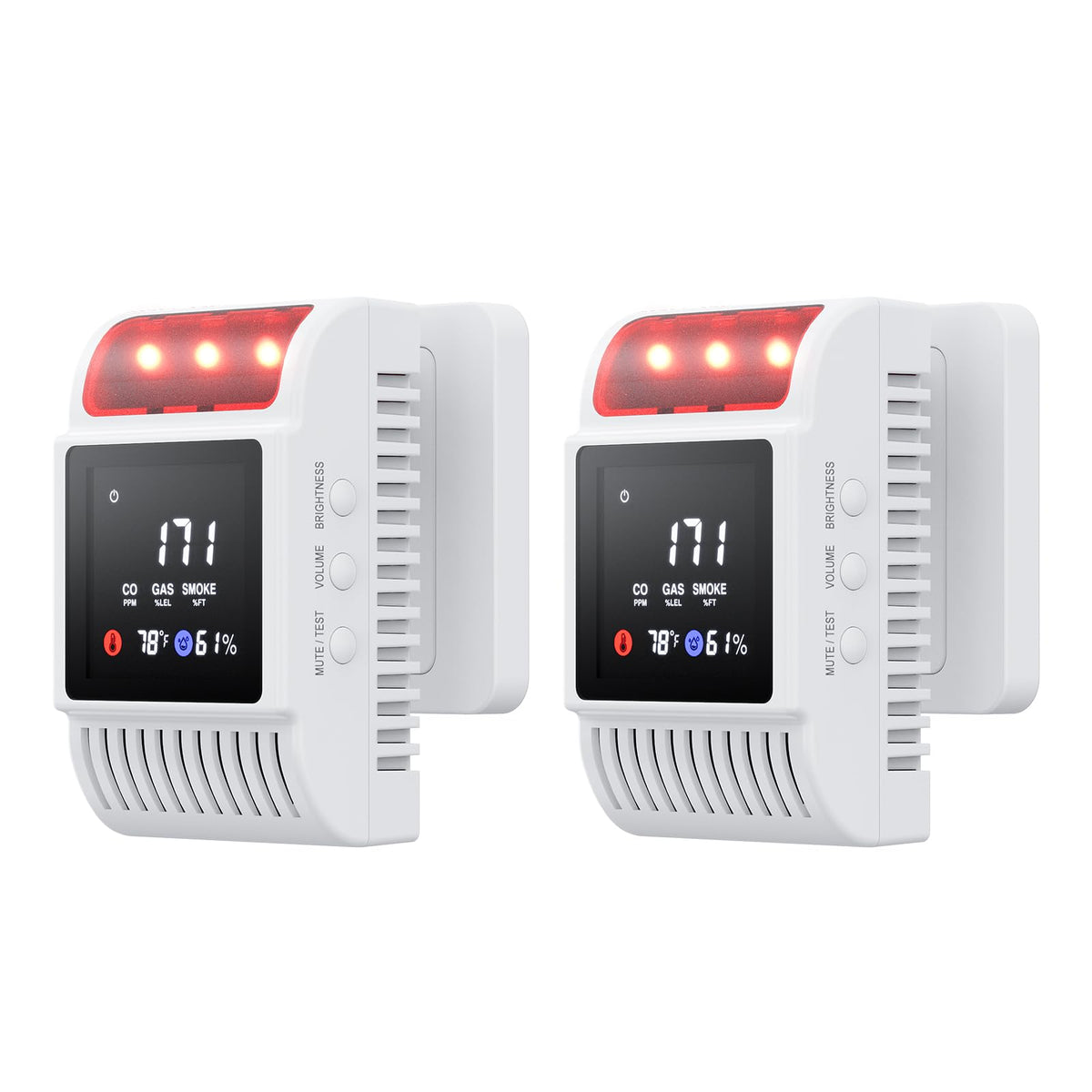 LUXY SONIC carbon monoxide detector front view with clear LED indicators for quick alerts.