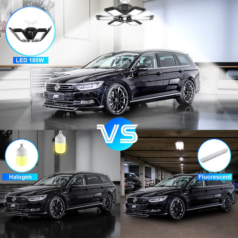 Luyata 18000-lumen output delivers daylight-style brightness for workshops and garages.