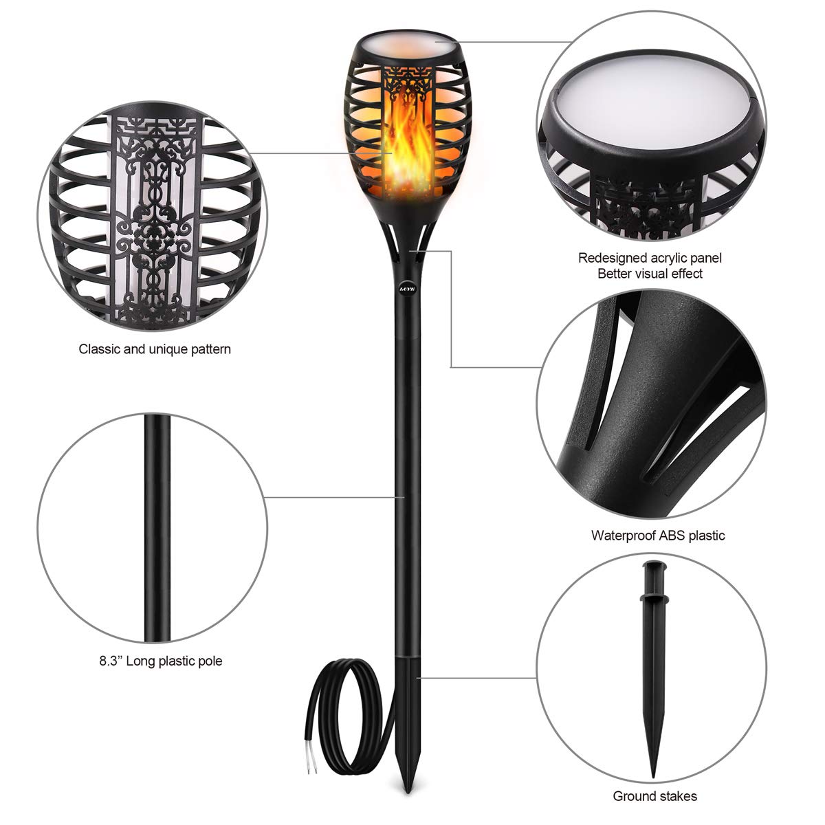 LUYE 12V landscape light runs on low voltage for energy efficiency.