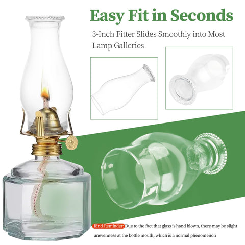 LVACODV kerosene lamp chimney with a 3 inch base fits traditional lamps.