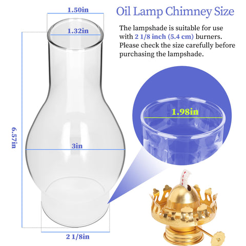 LVACODV oil lamp chimney clear borosilicate glass for bright, even diffusion
