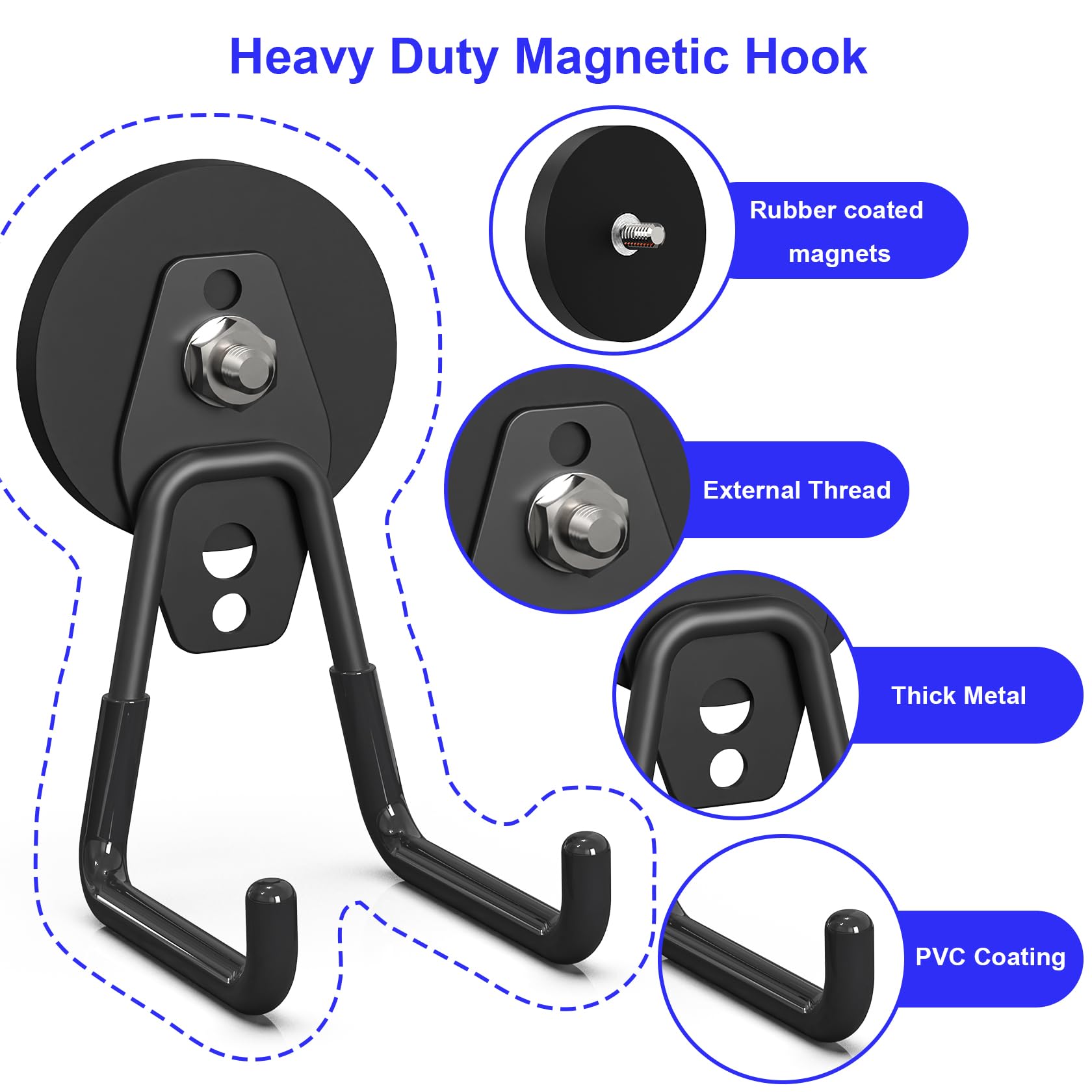 Lvoess anti-slip rubber-coated hook keeps items securely in place.