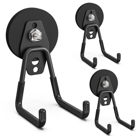 Lvoess heavy-duty magnetic hook 3-pack securing tools without wall damage.