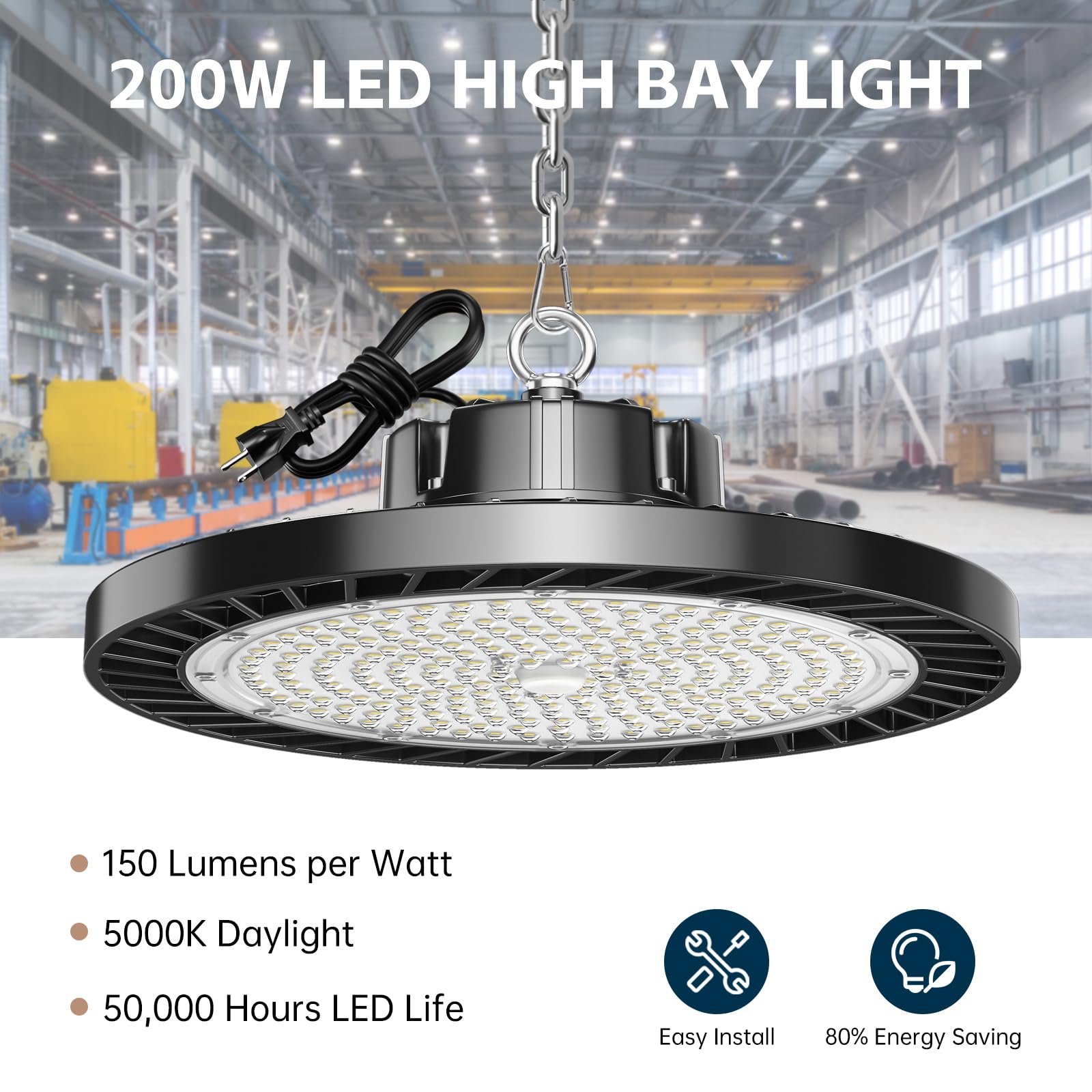 lvsdak UFO LED high bay light aluminum shell improves heat dissipation.
