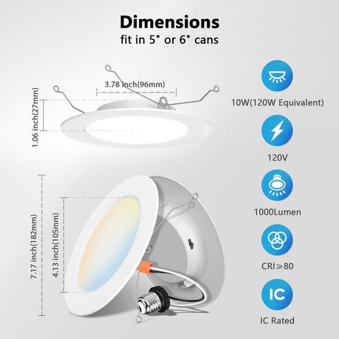 LVWIT 6in can with 5CCT for room-specific lighting.