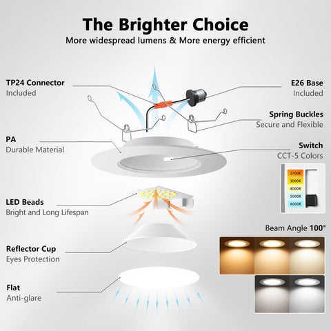 LVWIT 6in energy-saving LED replaces 120W with 10W.
