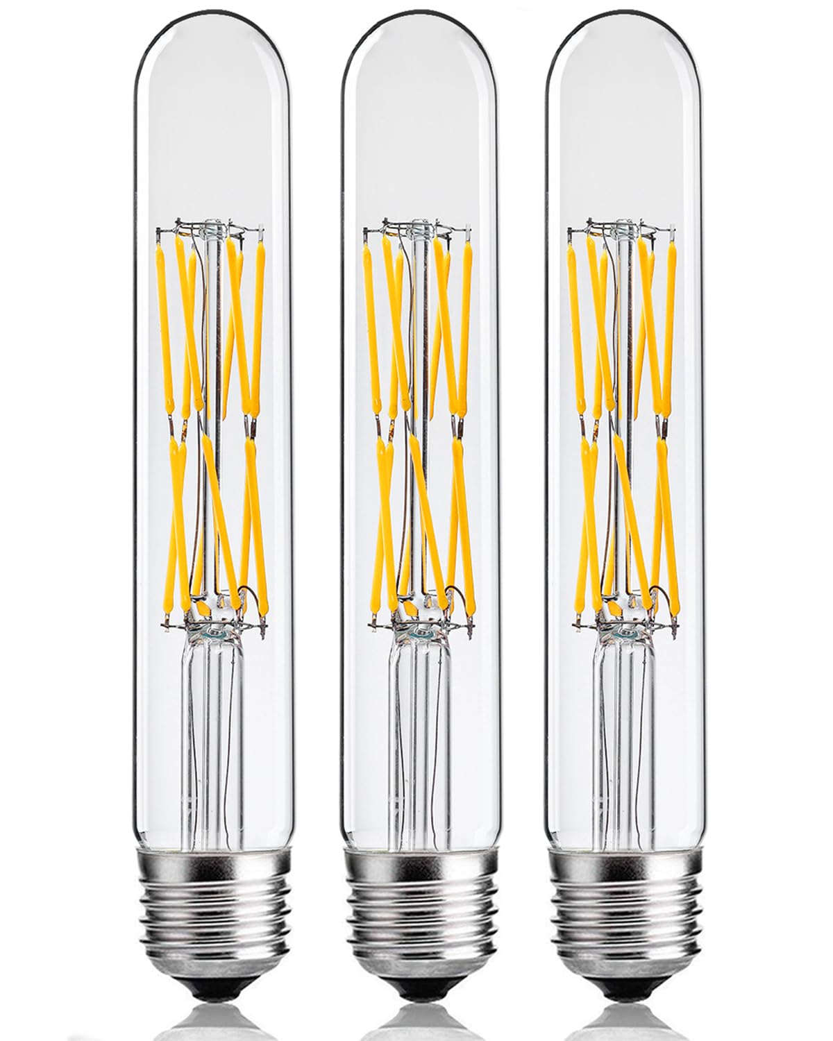 LVYE T10 LED tubular bulb front view offers warm vintage glow for pendant lights