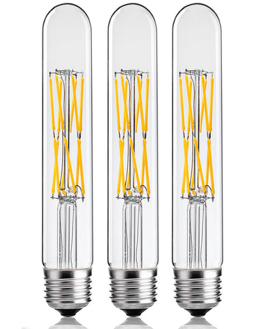 LVYE T10 LED tubular bulb front view offers warm vintage glow for pendant lights