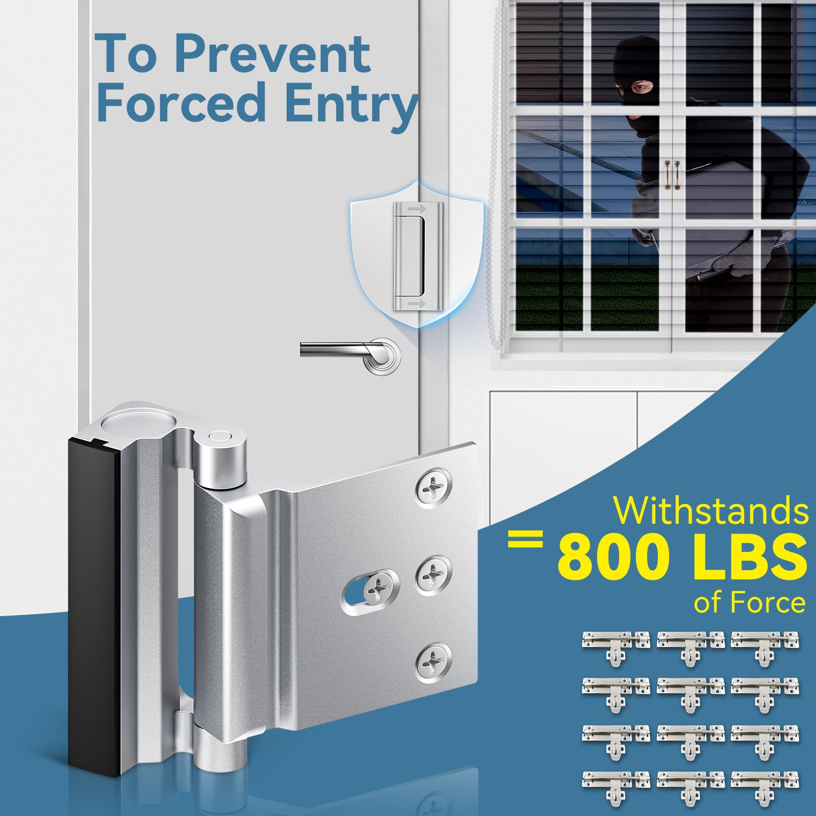 Lvyesea door reinforcement lock with installation guide shown for easy setup and DIY installation