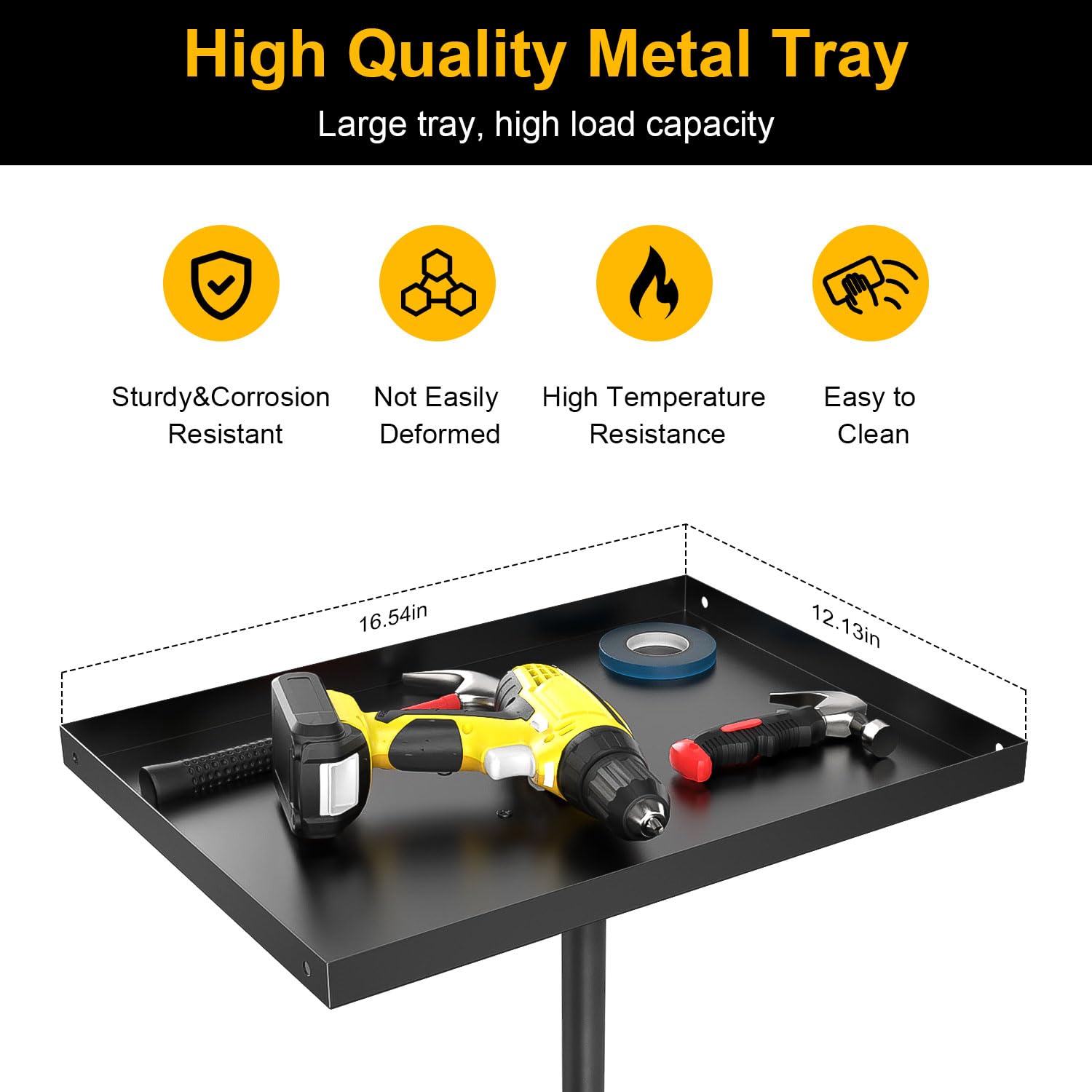 LWADALN rolling tool tray cart side view highlighting mobility
