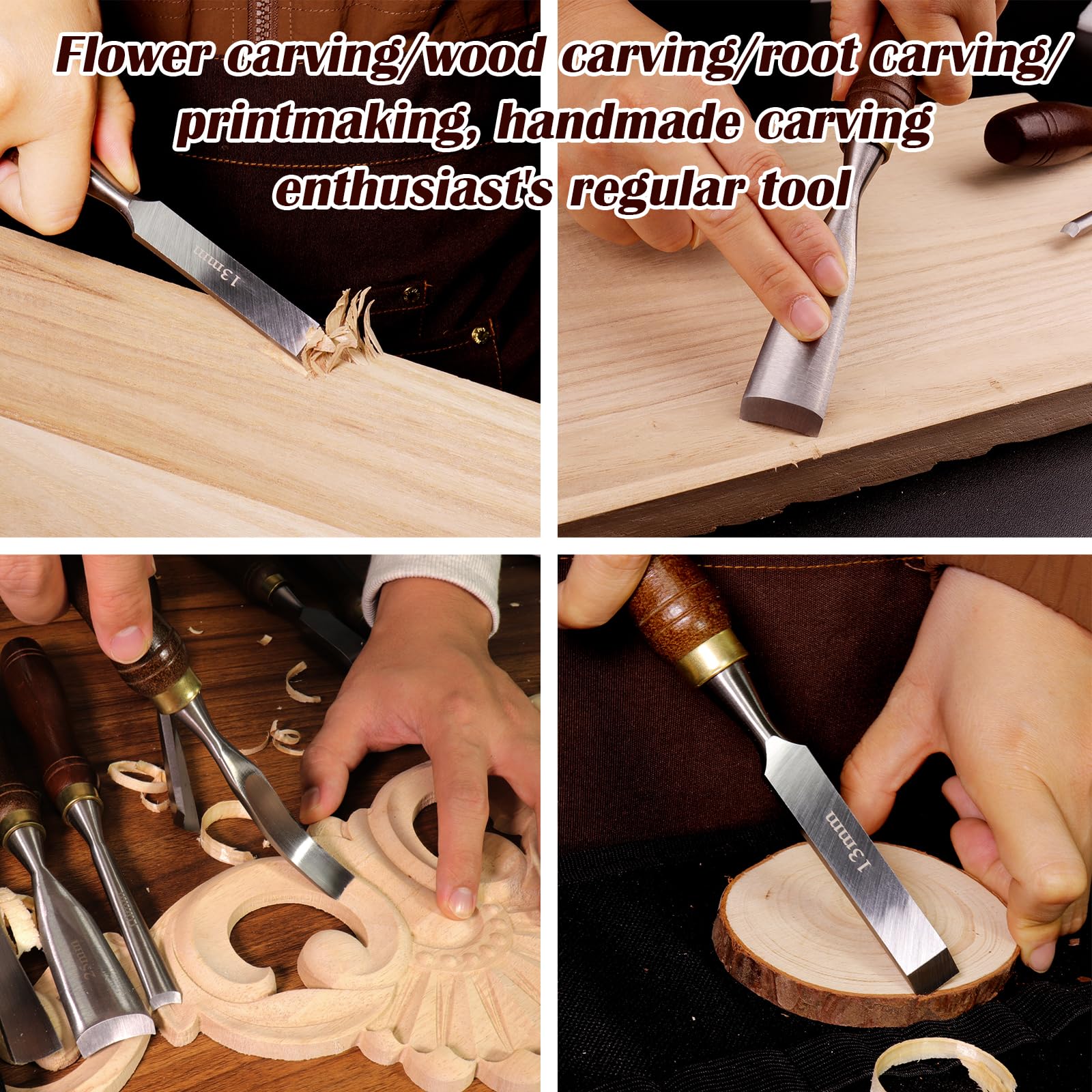 LWCUSNJ chisel sizes variety enables detailed carving from fine lines to broad cuts