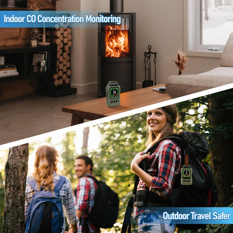 Lwuey CO detector uses color indicators to visualize risk levels at a glance.