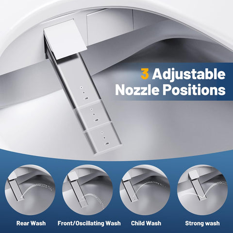Lxlu bidet seat built-in dryer provides hands-free finishing.